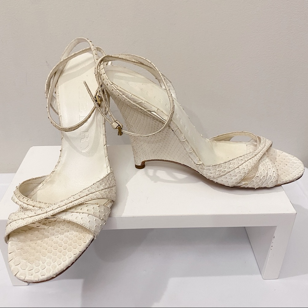 Burberry Python Snakeskin Wedge Sandal 39.5 9.5 10